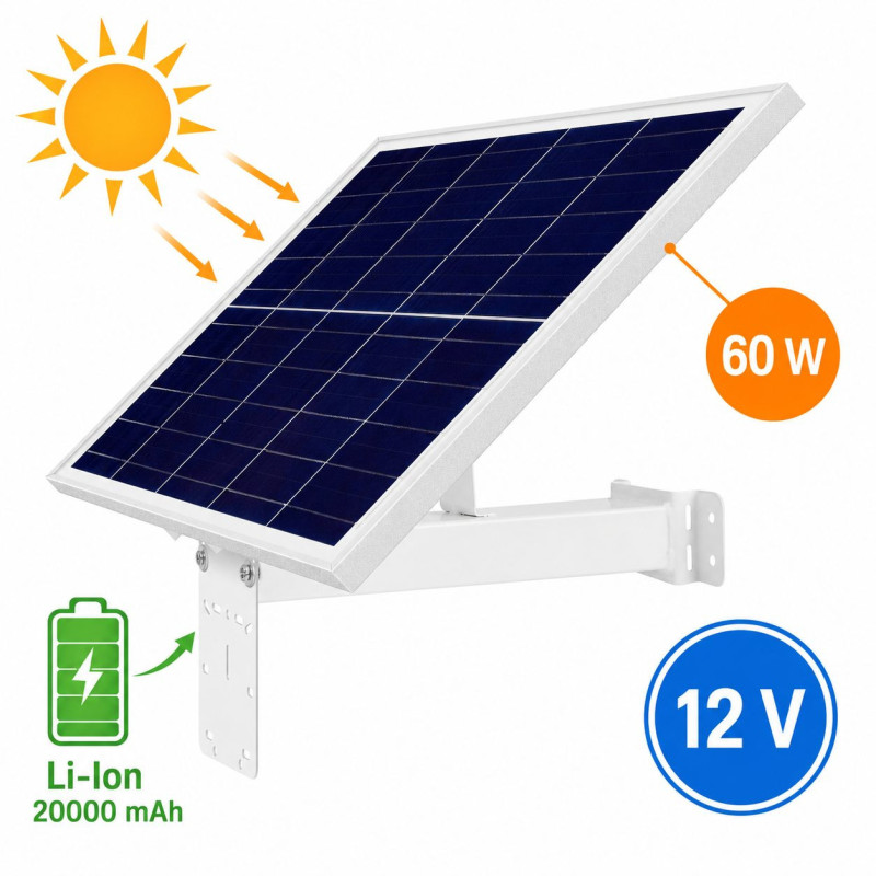12V Saules panelis ar Li-Ion 20000 mAh akumulatoru , Jauda 60W , Kamerām, tīkla iekārtām, ceļojumiem