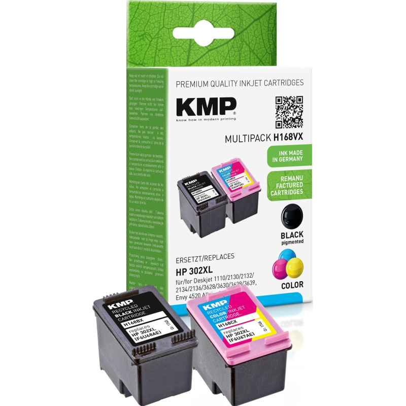 KMP kasetė HP HP302L F6U68AE Multipack BK / C / Y / M H168VX perdirbta