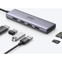 Ugreen CM511 5-in-1 Adapter USB-C Hub to 3x USB3.0 + HDMI + TF / SD Gray Ugreen CM511 5-in-1 Adapter USB-C Hub to 3x USB3.0 + HDMI + TF / SD Gray