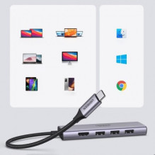 Ugreen CM511 5-in-1 Adapter USB-C Hub to 3x USB3.0 + HDMI + TF / SD Gray Ugreen CM511 5-in-1 Adapter USB-C Hub to 3x USB3.0 + HDMI + TF / SD Gray