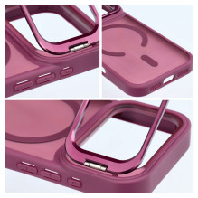 Case for iPhone 17 Pro / 18 Pro Forcell F-Protect Shadow Stand Premium compatible with MagSafe dark cherry