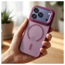 Case for iPhone 17 Pro / 18 Pro Forcell F-Protect Shadow Stand Premium compatible with MagSafe dark cherry