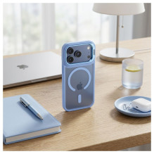 „iPhone 17 Pro Max / 18 Pro Max“ dėklas Forcell „F-Protect Shadow Stand Premium“, suderinamas su „MagSafe“, šviesiai mėl