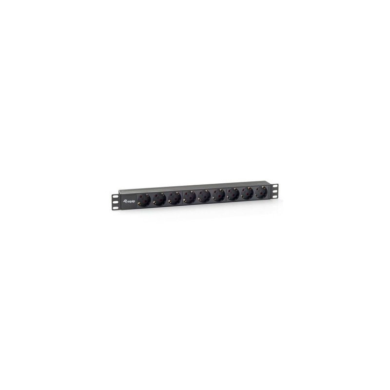 Equip 19" elektros lizdų juosta 9xSchuko- vnt.90° balta Pla.