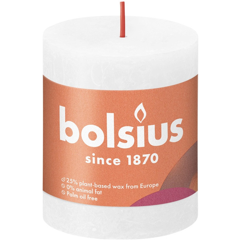 Žvakė, cilindrinė Bolsius Rustic, 8 / 6.8 cm, balta