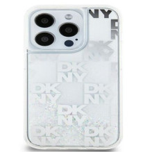 DKNY Apple iPhone 15 Pro Max 6.7 kietas dėklas su skystu blizgučiu ir baltu logotipu DKNY Apple iPhone 15 Pro Max 6.7 kietas dėklas su skystu blizgučiu ir baltu logotipu
