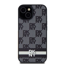 DKNY DKNY Leather Checkered Mono Pattern & Printed Stripes Case for iPhone 15 / 14 / 13 - Black DKNY DKNY Leather Checkered Mono Pattern & Printed Stripes Case for iPhone 15 / 14 / 13 - Black