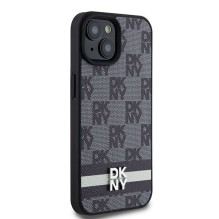 DKNY DKNY Leather Checkered Mono Pattern & Printed Stripes Case for iPhone 15 / 14 / 13 - Black DKNY DKNY Leather Checkered Mono Pattern & Printed Stripes Case for iPhone 15 / 14 / 13 - Black
