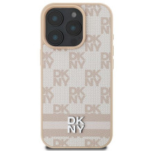 DKNY DKNY Checkered Pattern & Printed Stripes iPhone 16 Pro Case - Pink DKNY DKNY Checkered Pattern & Printed Stripes iPhone 16 Pro Case - Pink