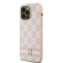 DKNY DKNY Leather Checkered Mono Pattern & Printed Stripes case for iPhone 14 Pro Max - pink DKNY DKNY Leather Checkered Mono Pattern & Printed Stripes case for iPhone 14 Pro Max - pink
