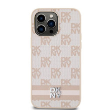 DKNY DKNY Leather Checkered Mono Pattern & Printed Stripes case for iPhone 14 Pro Max - pink DKNY DKNY Leather Checkered Mono Pattern & Printed Stripes case for iPhone 14 Pro Max - pink