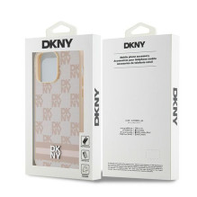 DKNY DKNY Leather Checkered Mono Pattern & Printed Stripes case for iPhone 14 Pro Max - pink DKNY DKNY Leather Checkered Mono Pattern & Printed Stripes case for iPhone 14 Pro Max - pink