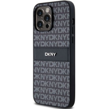 DKNY DKNY Leather Mono Stripe &amp; Metal Logo case for iPhone 14 Pro Max - black