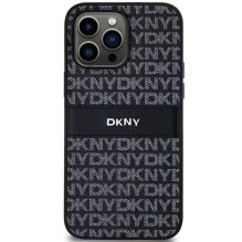 DKNY DKNY odinis, mono juosteles ir metalinį logotipą primenantis dėklas, skirtas iPhone 14 Pro Max – juodas DKNY DKNY odinis, mono juosteles ir metalinį logotipą primenantis dėklas, skirtas iPhone 14 Pro Max – juodas