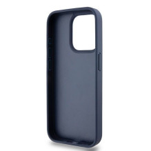 DKNY DKNY odinis iPhone 15 Pro dėklas su mono juostele ir metaliniu logotipu – mėlynas DKNY DKNY odinis iPhone 15 Pro dėklas su mono juostele ir metaliniu logotipu – mėlynas