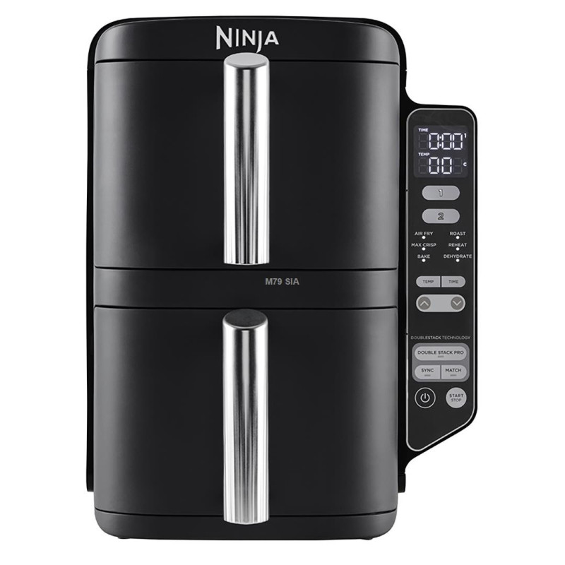 Ninja SL300EU gruzdintuvė Dviguba 7,6 l Atskirai pastatoma 2470 W Mažai riebalų naudojanti gruzdintuvė Juoda
