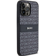 DKNY DKNY odinis iPhone 14 Pro dėklas su mono juostele ir metaliniu logotipu – juodas DKNY DKNY odinis iPhone 14 Pro dėklas su mono juostele ir metaliniu logotipu – juodas