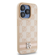 DKNY DKNY Leather Checkered Mono Pattern & Printed Stripes case for iPhone 15 Pro Max - pink DKNY DKNY Leather Checkered Mono Pattern & Printed Stripes case for iPhone 15 Pro Max - pink