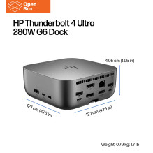 "Thunderbolt" Stotelė - HP "Thunderbolt 4" "Ultra Dock" 280 W Meteorinė Sidabro Ralva "Thunderbolt" Stotelė - HP "Thunderbolt 4" "Ultra Dock" 280 W Meteorinė Sidabro Ralva