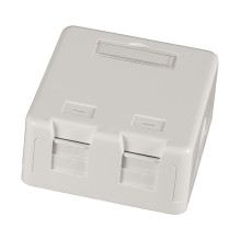 Surface-mounted distribution box, 2-Port, self-closing dust cover