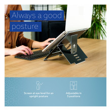 Riser Flexibel Laptopständer - verstellbar - schwarz - Schwarz - 25,4 cm (10 Zoll) - 55,9 cm (22 Zoll) - Aluminium - 5 k