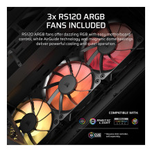 Corsair 3200D RS ARGB vidutinio dydžio bokšto tipo kompiuterio korpusas – dūminis