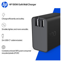 N HP GaN Wall Charger - USB-C Power Supply - AC 115/230 V - 100 watt - Europe - Black
