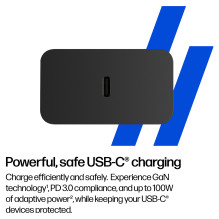 N HP GaN Wall Charger - USB-C Power Supply - AC 115/230 V - 100 watt - Europe - Black