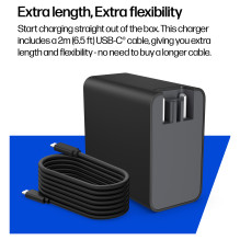 N HP GaN Wall Charger - USB-C Power Supply - AC 115/230 V - 100 watt - Europe - Black