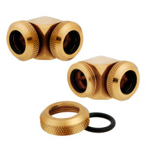 K Corsair „Hydro X“ serijos XF kietojo vamzdžio adapteris 90 laipsnių 12mm AD į 12mm AD kietojo vamzdžio 2 vnt. pakuotė 
