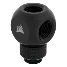 K Corsair „Hydro X“ serijos XF adapteris Y skirstytuvas G1 / 4 colių kištukas į 2x G1 / 4 colių kištuką, pasukamas, juod