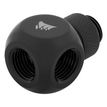 K Corsair „Hydro X“ serijos XF adapteris Y skirstytuvas G1 / 4 colių kištukas į 2x G1 / 4 colių kištuką, pasukamas, juod