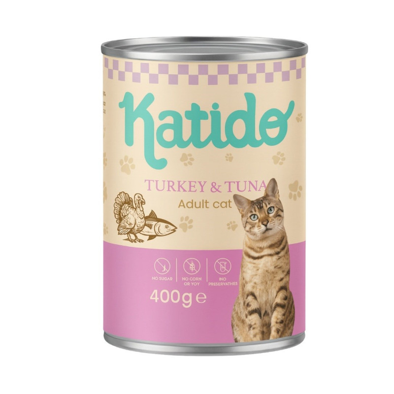 KATIDO Kalakutienos ir tuno šlapias kačių ėdalas - 400 g
