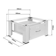 Maclean washer / dryer base with drawer, max load 150kg, white, MC-117 W