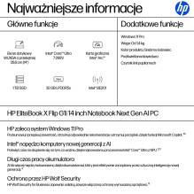 HP EliteBook X Flip G1i Ultra 7 268V 14.0"WUXGA IPS 800nits HP Sure View AG 32GB LPDDR5 SSD1TB Intel Arc Cam IR 5.0