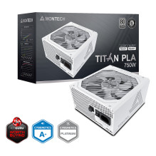 Montech Titan PLA 750W - 80 PLUS Cybenetics Platinum, modulinis, PCIe 5.1 - 750 vatų, baltas