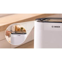 Bosch TAT2M121 skrudintuvas, 6 vnt., 2 riekelės, 950 W, balta Bosch TAT2M121 skrudintuvas, 6 vnt., 2 riekelės, 950 W, balta