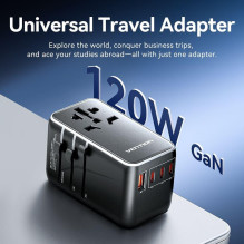 POWER ADAPTER TRAVEL 4PORT / BLACK FJGB0 VENTION