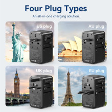 POWER ADAPTER TRAVEL 4PORT / BLACK FJGB0 VENTION