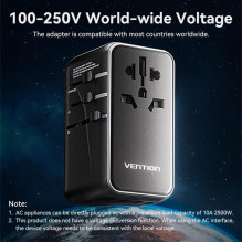 POWER ADAPTER TRAVEL 4PORT / BLACK FJGB0 VENTION