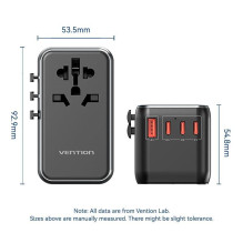 POWER ADAPTER TRAVEL 4PORT / BLACK FJGB0 VENTION