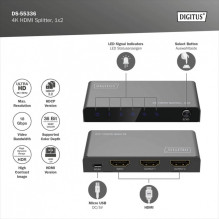 Digitus 4K HDMI skirstytuvas, 1x2 (juodas, su vaizdo konverteriu) Digitus 4K HDMI skirstytuvas, 1x2 (juodas, su vaizdo konverteriu)