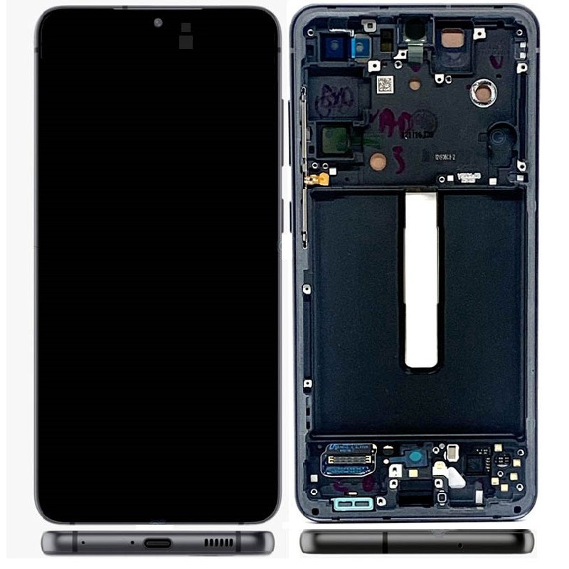 Ekranas Samsung G990 S21 FE 5G su lietimui jautriu stikliuku ir rėmeliu Graphite originalus (used Grade C)