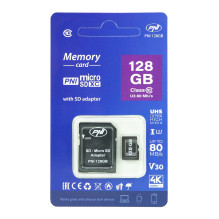 MicroSD PNI 128GB memory card with SD adapter, Class 10, 80 Mb / s, V30 MicroSD PNI 128GB memory card with SD adapter, Class 10, 80 Mb / s, V30