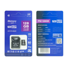 MicroSD PNI 128GB memory card with SD adapter, Class 10, 80 Mb / s, V30 MicroSD PNI 128GB memory card with SD adapter, Class 10, 80 Mb / s, V30