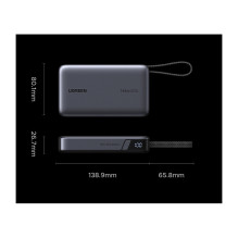 UGREEN PB551 20 000 mAh 145 W išorinė baterija, 1 x USB-C, 1 x USB-A, 1 x integruotas USB-C laidas, ekranas UGREEN PB551 20 000 mAh 145 W išorinė baterija, 1 x USB-C, 1 x USB-A, 1 x integruotas USB-C laidas, ekranas