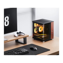 Jonsbo TK-0 PC Gehäuse, Mini-Tower, Mini-ITX, Tempered Glass, Holz - schwarz
