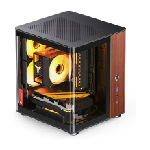 Jonsbo TK-0 PC Gehäuse, Mini-Tower, Mini-ITX, Tempered Glass, Holz - schwarz