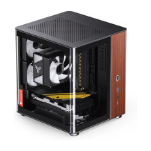 Jonsbo TK-0 PC Gehäuse, Mini-Tower, Mini-ITX, Tempered Glass, Holz - schwarz