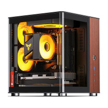 Jonsbo TK-0 PC Gehäuse, Mini-Tower, Mini-ITX, Tempered Glass, Holz - schwarz